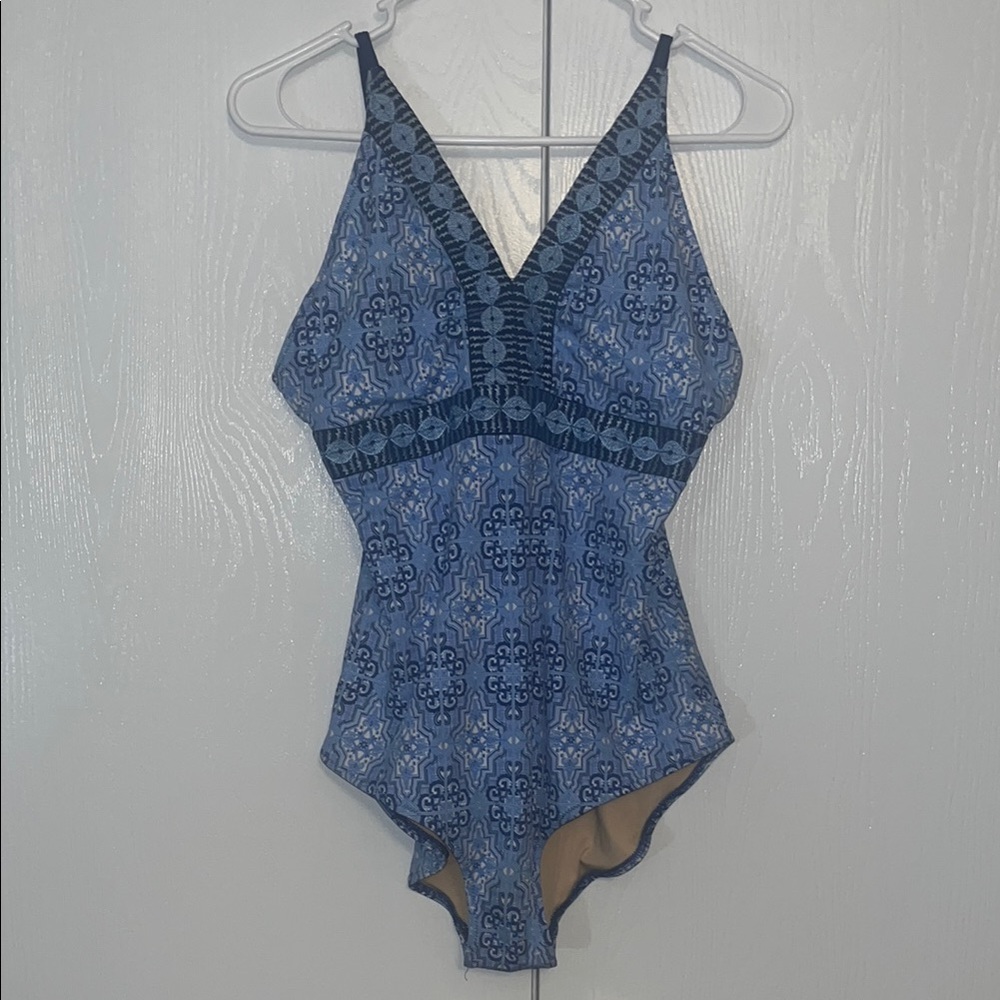 Cabana Life Blue & White One Piece Swimsuit